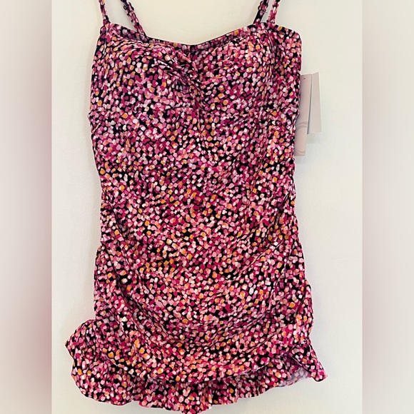 NWT Christina Pink and Black Swimwear one piece swimsuit bathing suit size 10 - Picture 1 of 16